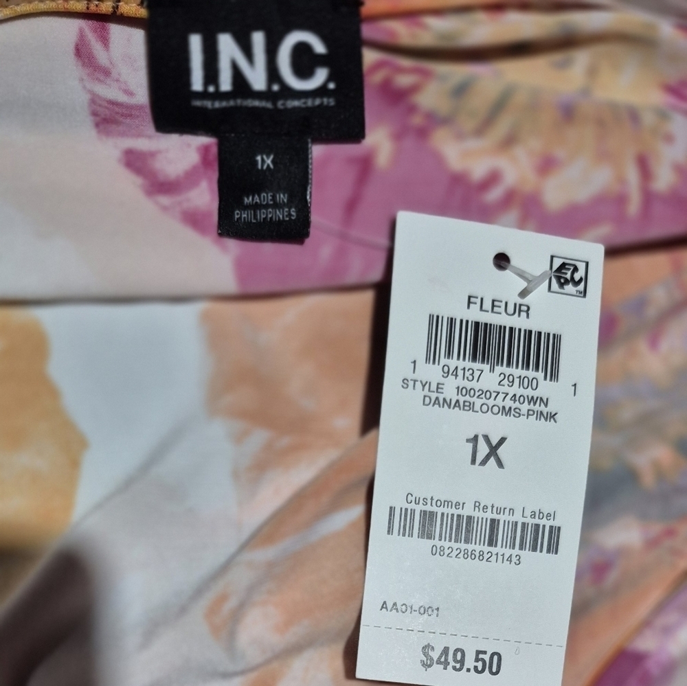 INC International Concepts Floral Blouse - Pink and Yellow (A) - Picture 4 of 6